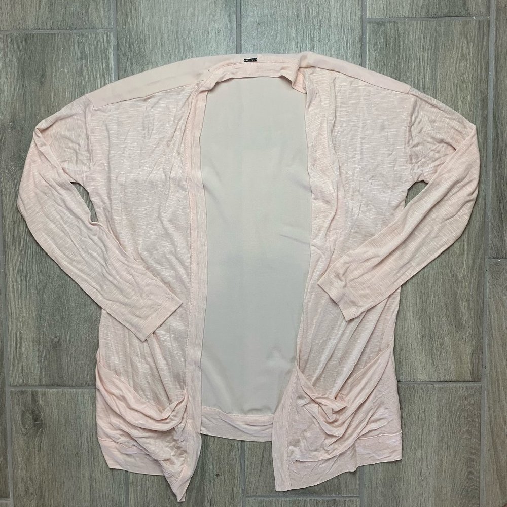 Calvin Klein Womens XSmall Pink Sheer Long Sleeve Fly Away Cardigan